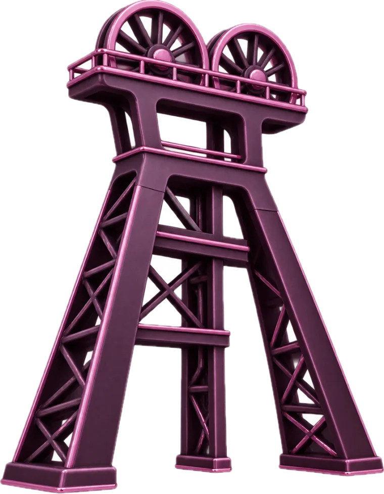 3D-Förderturm als Symbol für Webdesign aus Bochum