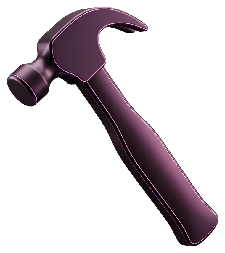 3D-Hammer als Symbol für Webdesign im Handwerk